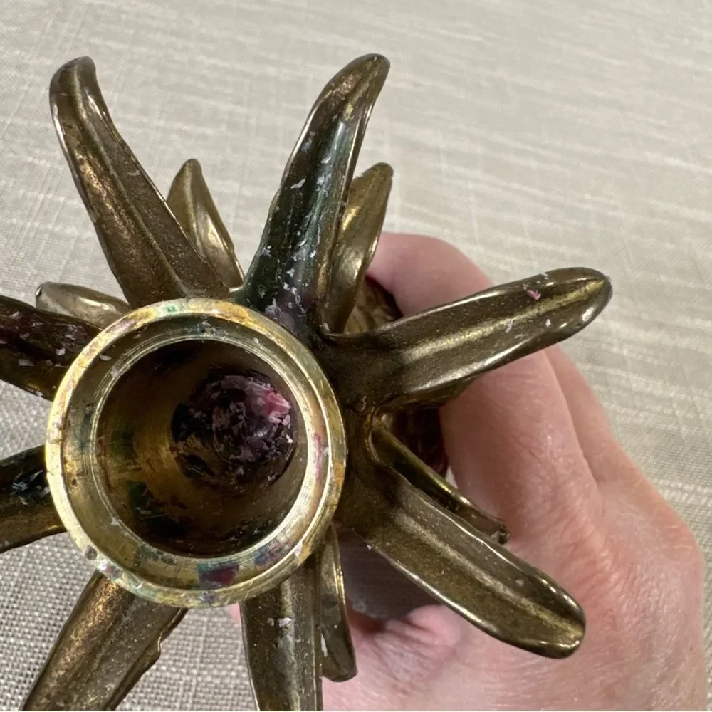 Vintage Brass Pineapple Candlestick Holder Hollywood Regency Tropical Decor
